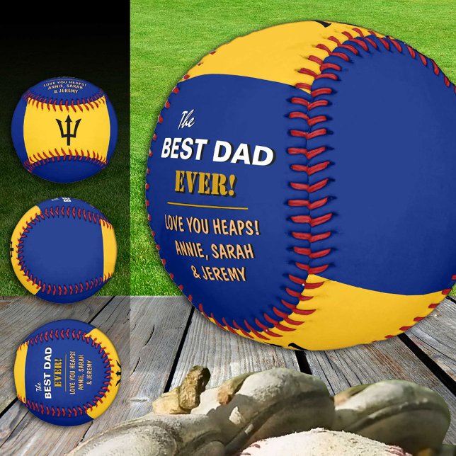 Barbados Best Dad, patriotic Dads, Barbados Flag Baseball (Creator Uploaded)