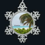 Barbados, Caribbean Beach  Snowflake Pewter Christmas Ornament<br><div class="desc">Barbados,  Caribbean Beach,  tropical landscape</div>