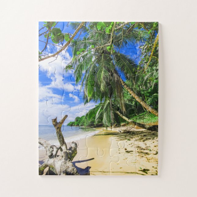 Barbados Caribbean Island Beach Palm Tree Retreat Jigsaw Puzzle (Vertical)