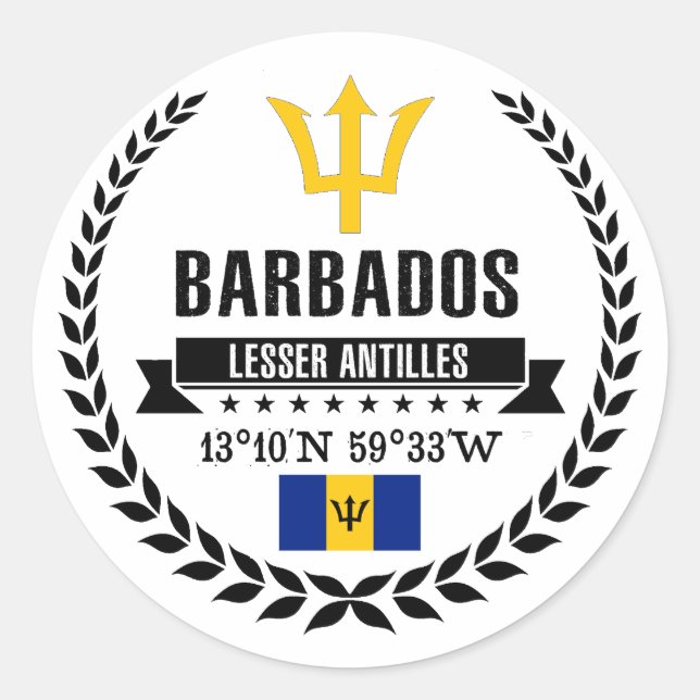 Barbados Classic Round Sticker (Front)