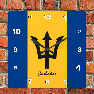 Barbados Clock, patriotic home, Barbados Flag Square Wall Clock