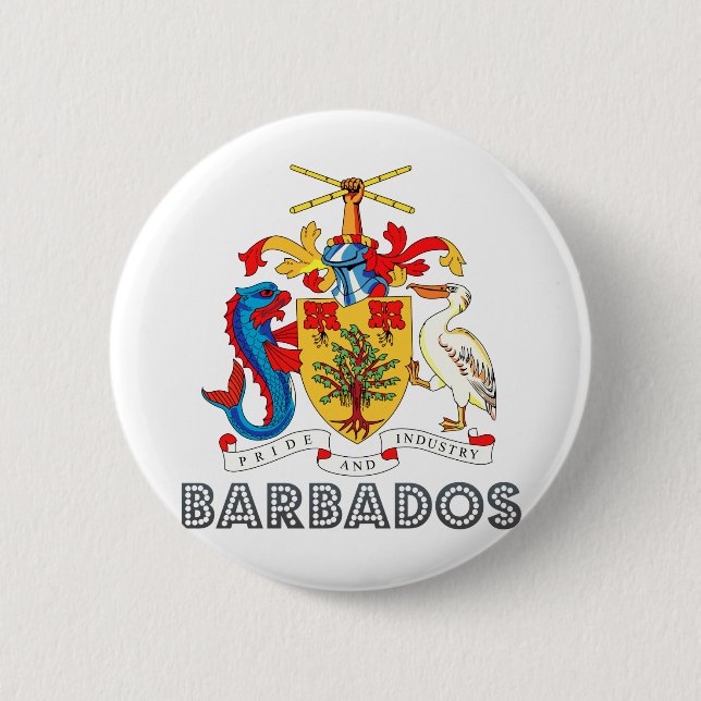 Barbados Coat of Arms 6 Cm Round Badge (Front)
