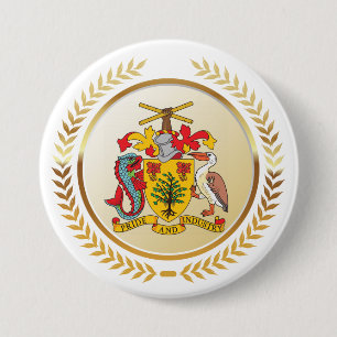 Barbados Coat of Arms 7.5 Cm Round Badge