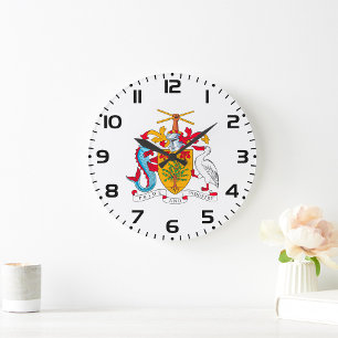 Barbados Coat Of Arms Large Clock