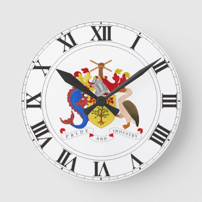 Barbados Coat of Arms Round Clock (Front)