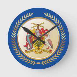 Barbados Coat of Arms Round Clock