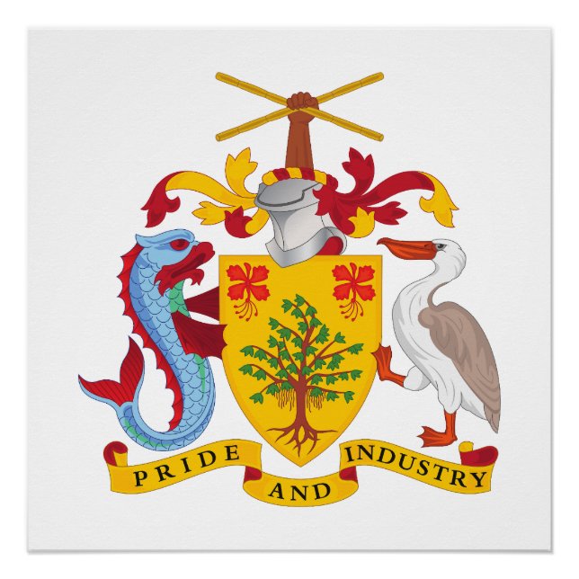 Barbados country coat arms symbol emblem flag poster (Front)