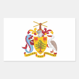 Barbados country coat arms symbol emblem flag rectangular sticker