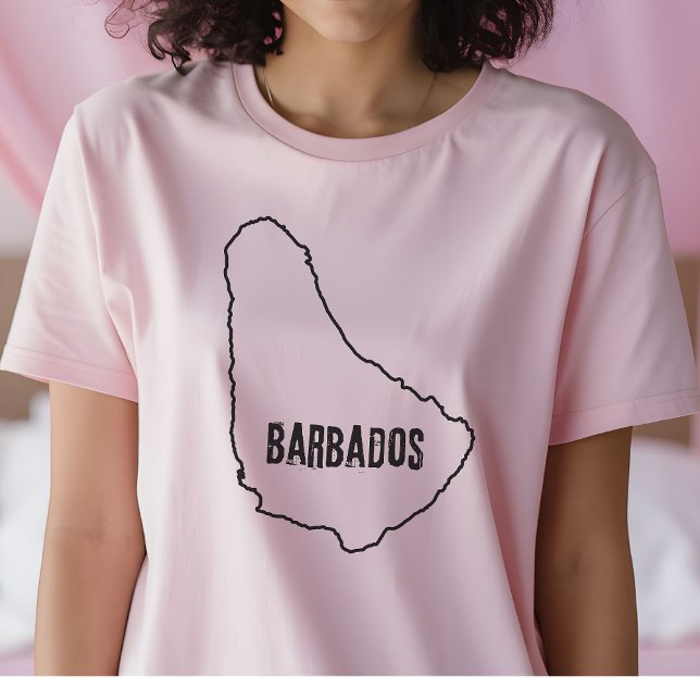Barbados Country Map Shirt Barbadian Line T-Shirt (Creator Uploaded)