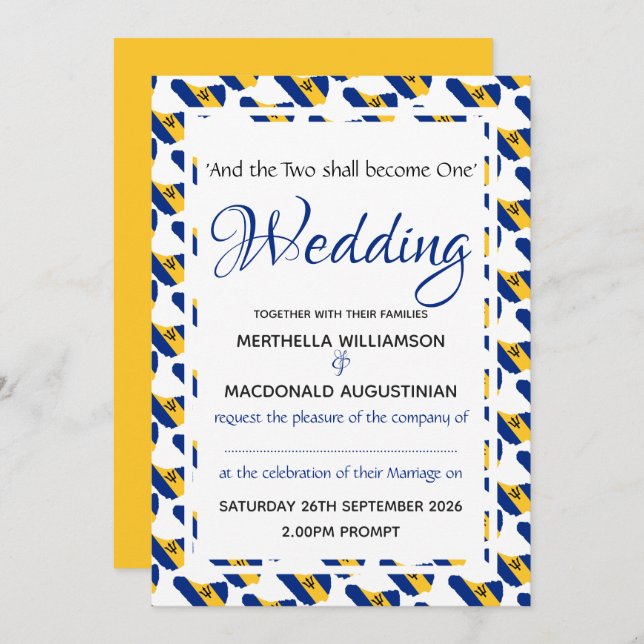 BARBADOS Custom Wedding Celebration Scripture Invitation (Front/Back)