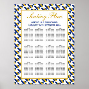 BARBADOS Custom Wedding Reception 120 Seating Plan Poster