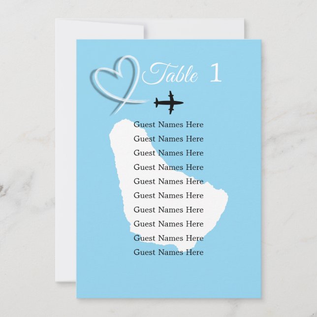 Barbados Destination Wedding Table Plan Card (Front)