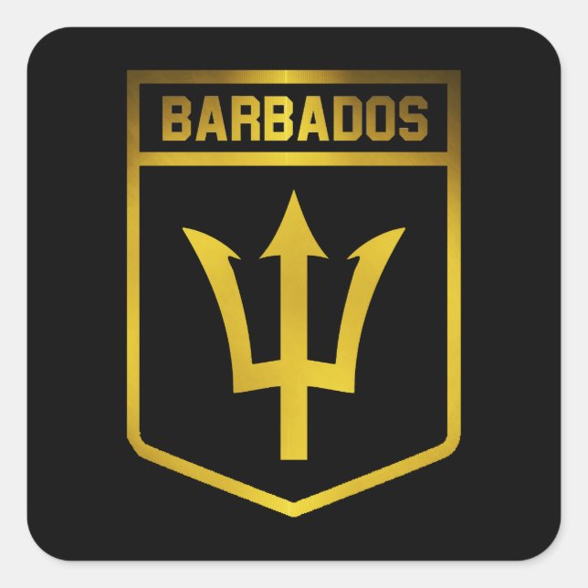 Barbados Emblem Square Sticker (Front)