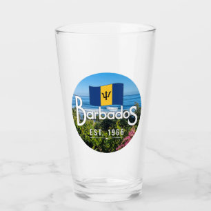 "Barbados Est. 1966" With Barbados Flag Art Glass