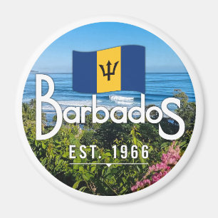 "Barbados Est. 1966" With Barbados Flag Art Magnet
