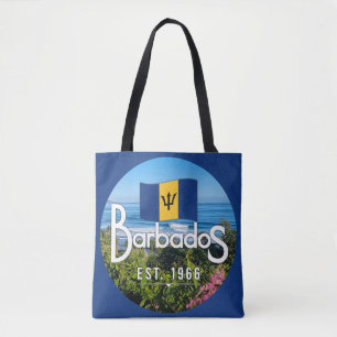 "Barbados Est. 1966" With Barbados Flag Art Tote Bag