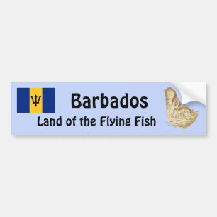 Barbados Flag and Map Bumper Sticker