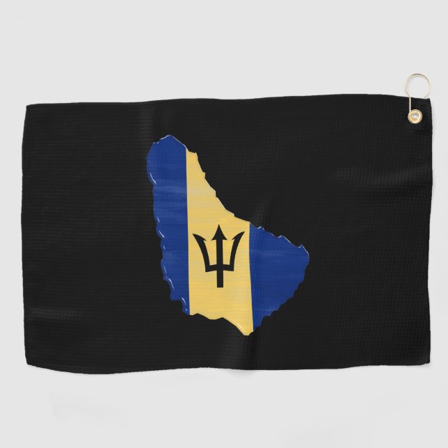 Barbados flag and map golf towel (Horizontal)
