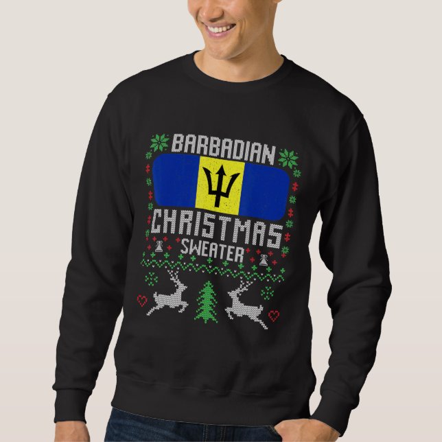 Barbados Flag Barbadian Christmas Sweater (Front)