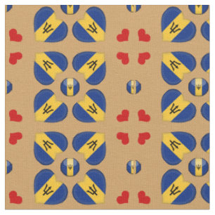 Barbados Flag & Barbados Heart fashion Fabric
