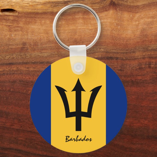 Barbados Flag & Barbados holiday, patriots /sports Key Ring (Front)