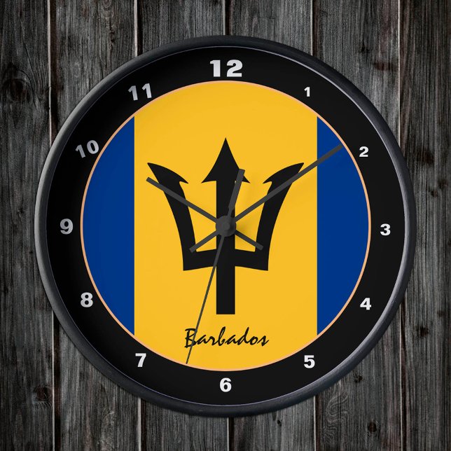 Barbados Flag & Barbados trendy fashion /design Round Clock (Creator Uploaded)