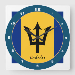 Barbados Flag & Barbados trendy fashion /design Square Wall Clock