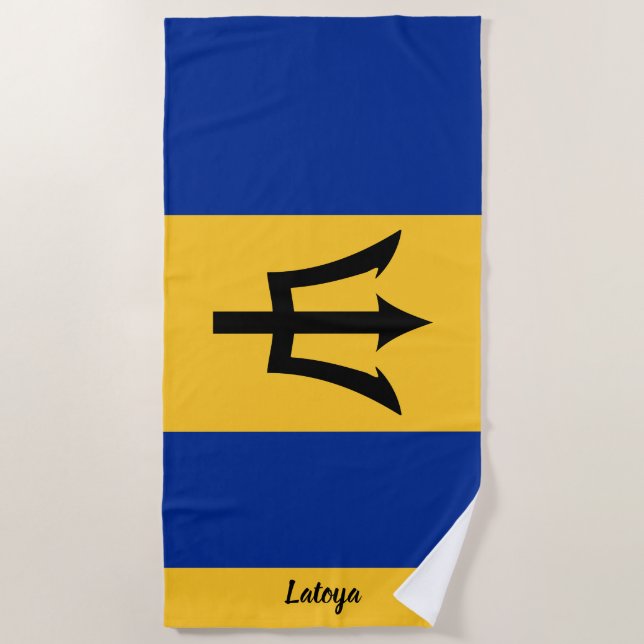 Barbados Flag Beach Towel (Front)