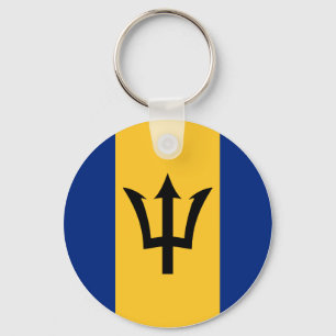 Barbados Flag Button Keychain