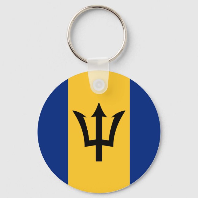 Barbados Flag Button Keychain (Front)