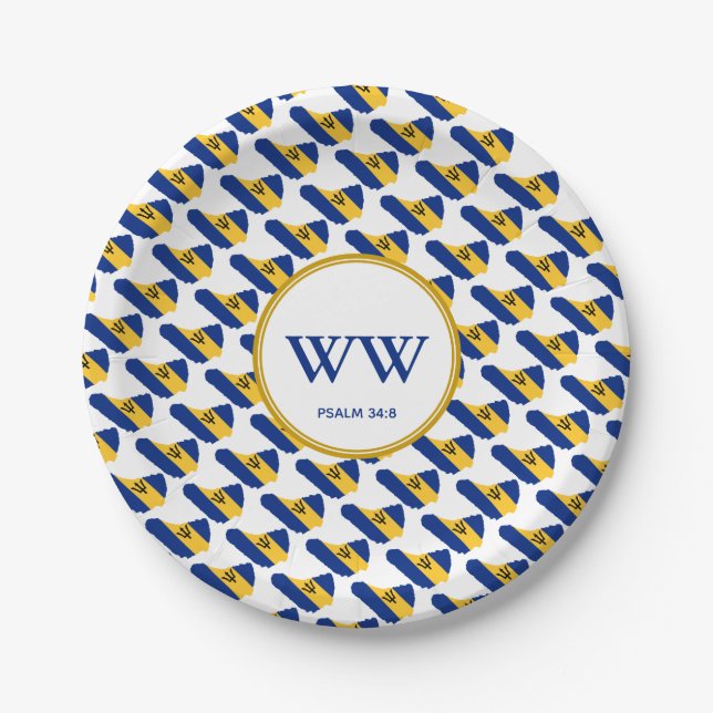 BARBADOS FLAG Celebration Birthday Heritage Party Paper Plate (Front)