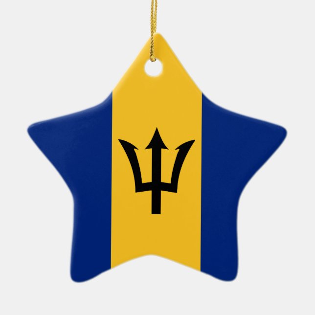 Barbados Flag Ceramic Tree Decoration (Front)