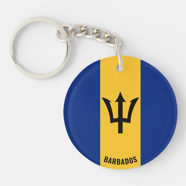 Barbados Flag Charming Patriotic Key Ring (Front)