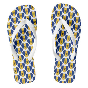Barbados Flag Colours Hearts Pattern Patriotic Thongs