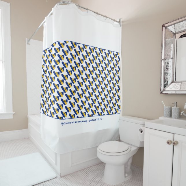 BARBADOS FLAG | Customisable Christian Scripture Shower Curtain (In Situ)