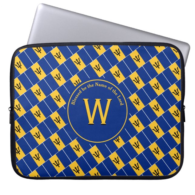 BARBADOS FLAG Customised Monogram Barbadian Laptop Sleeve (Front)