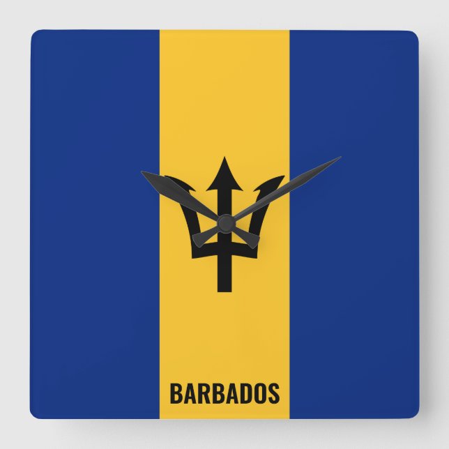 Barbados Flag Dazzling Patriotic Square Wall Clock (Front)