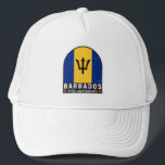 Barbados Flag Emblem Distressed Vintage Trucker Hat<br><div class="desc">Barbados distressed emblem featuring the flag and coat of arms.</div>