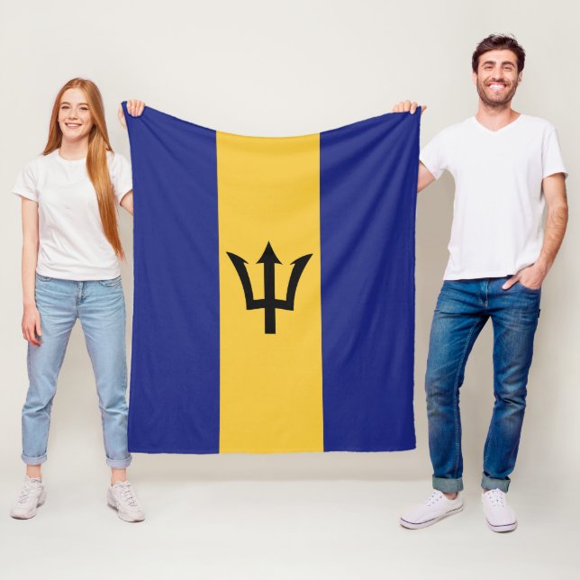 Barbados flag fleece blanket (In Situ)