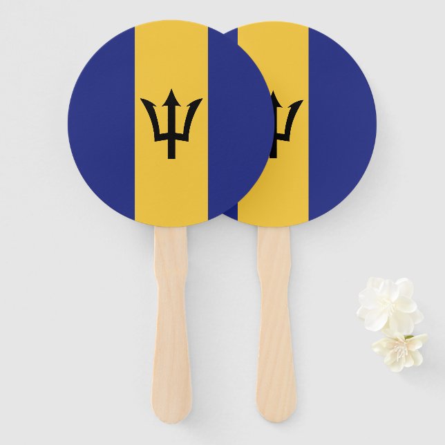 Barbados flag hand fan (Front and Back)