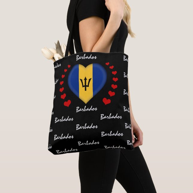 Barbados Flag & Heart Barbados Flag fashion /sport Tote Bag (Close Up)