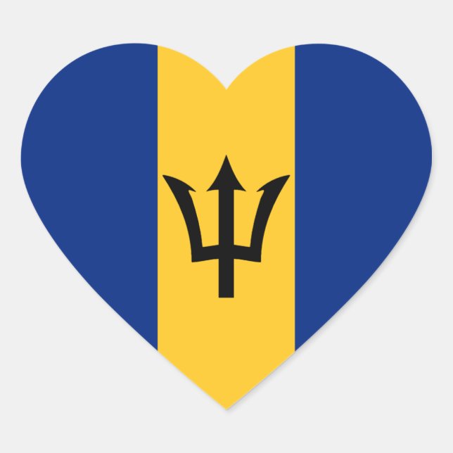 Barbados Flag Heart Sticker (Front)