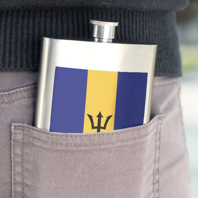 Barbados flag hip flask (In Situ)