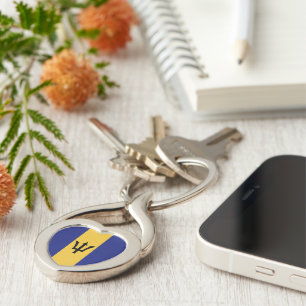 Barbados flag key ring