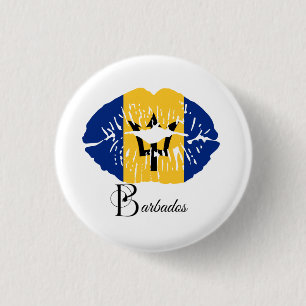 Barbados Flag Lips 3 Cm Round Badge