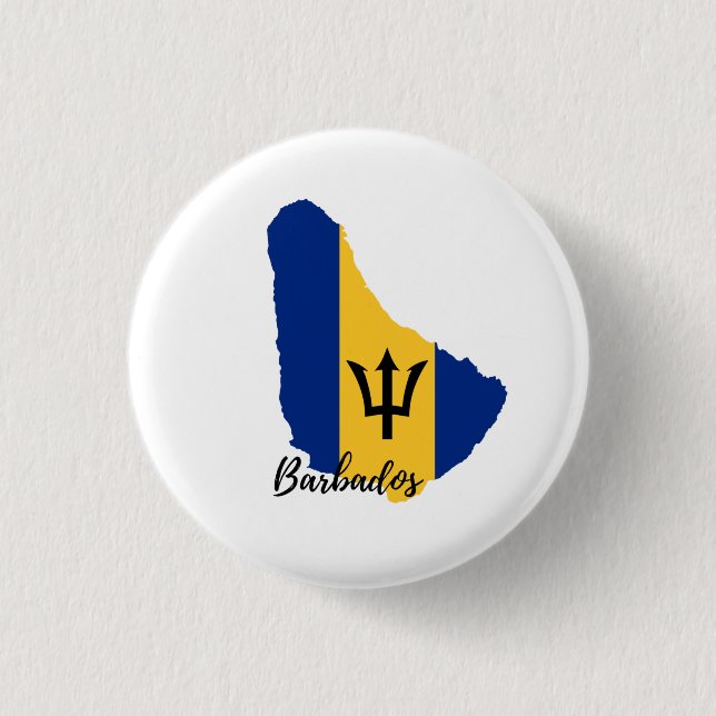 Barbados  Flag  Map 3 Cm Round Badge (Front)