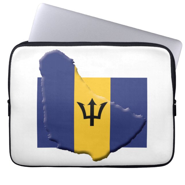 BARBADOS Flag Map Patriotic Computer WHITE Laptop Sleeve (Front)