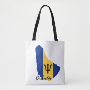 Barbados Flag Map Tote Bag