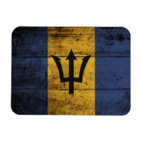 Barbados Flag on Old Wood Grain