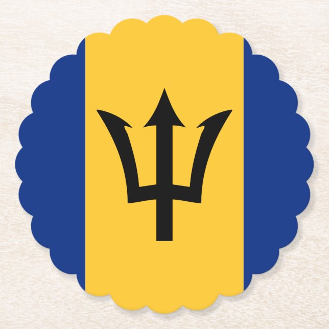 Barbados Flag Paper Coaster (Front)